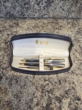 New Vintage Bill Blass Two-Tone Silver Gold Pen and Mechanical Pencil Set